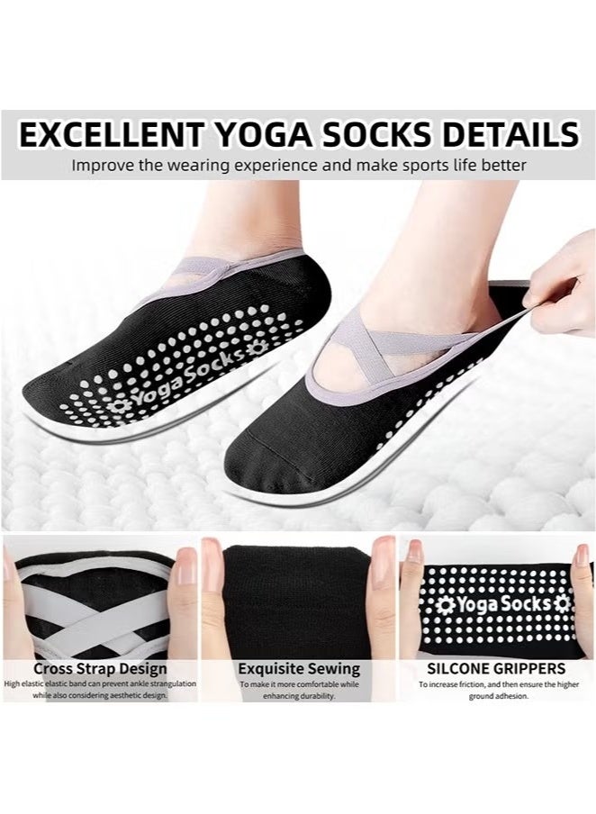 DELGREEN 3 Pairs Yoga Grip Socks For Women，Pilates Anti Slip Socks Non Slip Socks For Pilates,Yoga, Ballet, Dance - Image 5