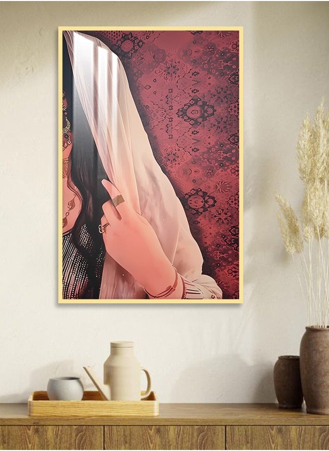 4gdran Luxury wooden wall panel with abstract design, frame and clear acrylic layer  - Image 1