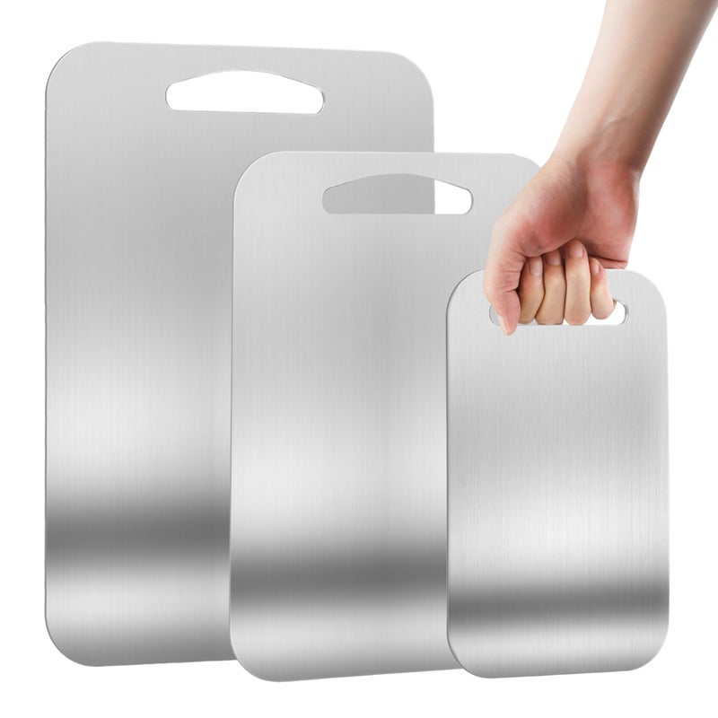 URMONA 3 PCS 304 Stainless Steel Cutting Board For Kitchen, Non-Staining&Odor-Free, Burr-Free Edges, Dishwasher Safe, Non Toxic Cutting Boardï¼ˆS+M+Lï¼‰ - Image 1