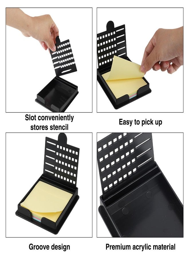 Framad Sticky Note Stencil and Holder with Five Different Stencil, Black Reusable 3x3 Inch Post It Note Organizer for Desk - Image 3