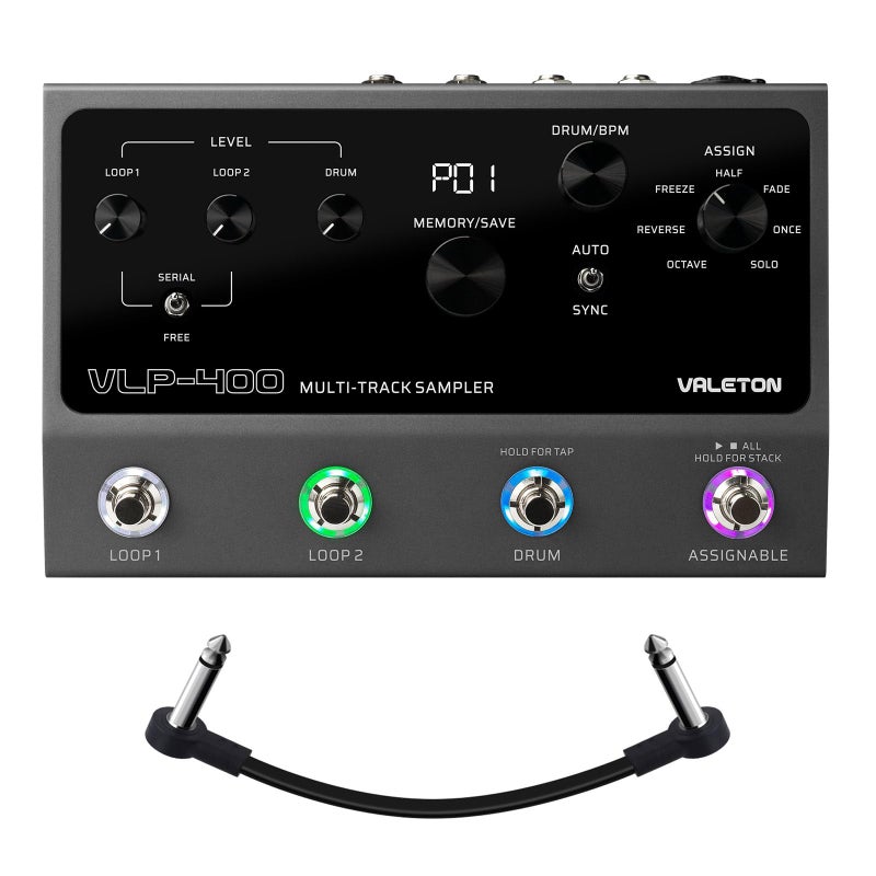 VALETON Guitar Loop Station Looper Pedal with 100Stereo Drum Machine 7 Customizable Effects Assignable Knobs Footswitches USB Connectivity for WindowsMac VLP400 Incl 1 PCS 15 CM TS Cable - Image 2