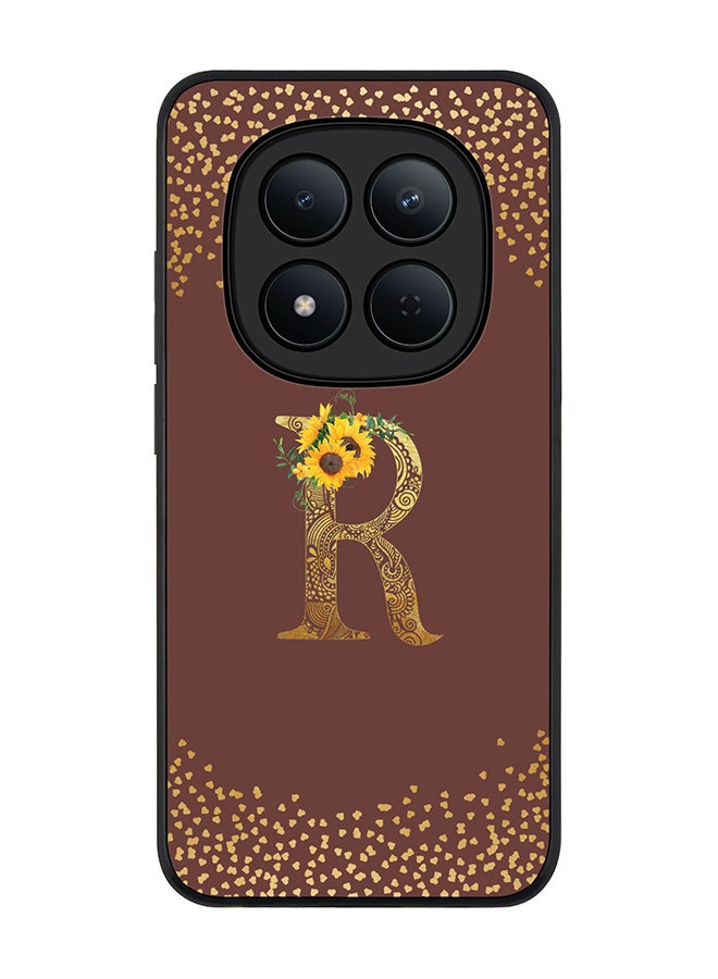 For Xiaomi Redmi Note 15 Pro 5G Case,Slim fit Camera Protection, Shockproof Thin Phone cover  - Custom Floral Monogram - R  (Brown )