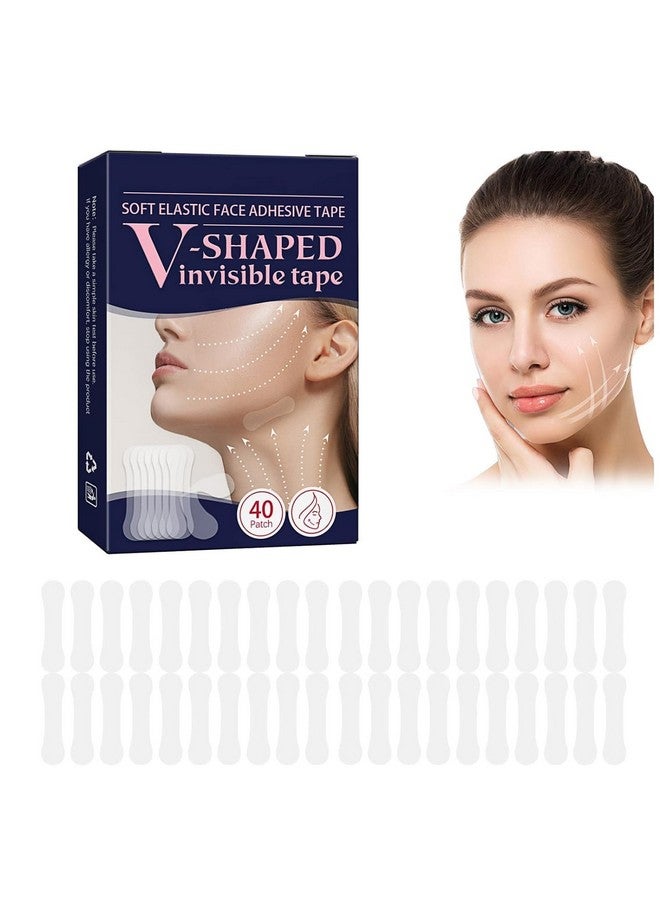 COYRASTH 40 Patch V-Shaped Mask Invisible Tape Soft Elastic Face Adhesive Tape for Instant Face Lift Wrinkle Reduction & Firming Transparent Makeup Tape for Eyes Neck & Jawline Long-Lasting Elasticity - Image 1