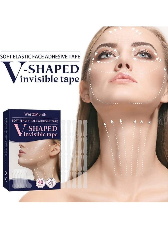 COYRASTH 40 Patch V-Shaped Mask Invisible Tape Soft Elastic Face Adhesive Tape for Instant Face Lift Wrinkle Reduction & Firming Transparent Makeup Tape for Eyes Neck & Jawline Long-Lasting Elasticity - Image 2