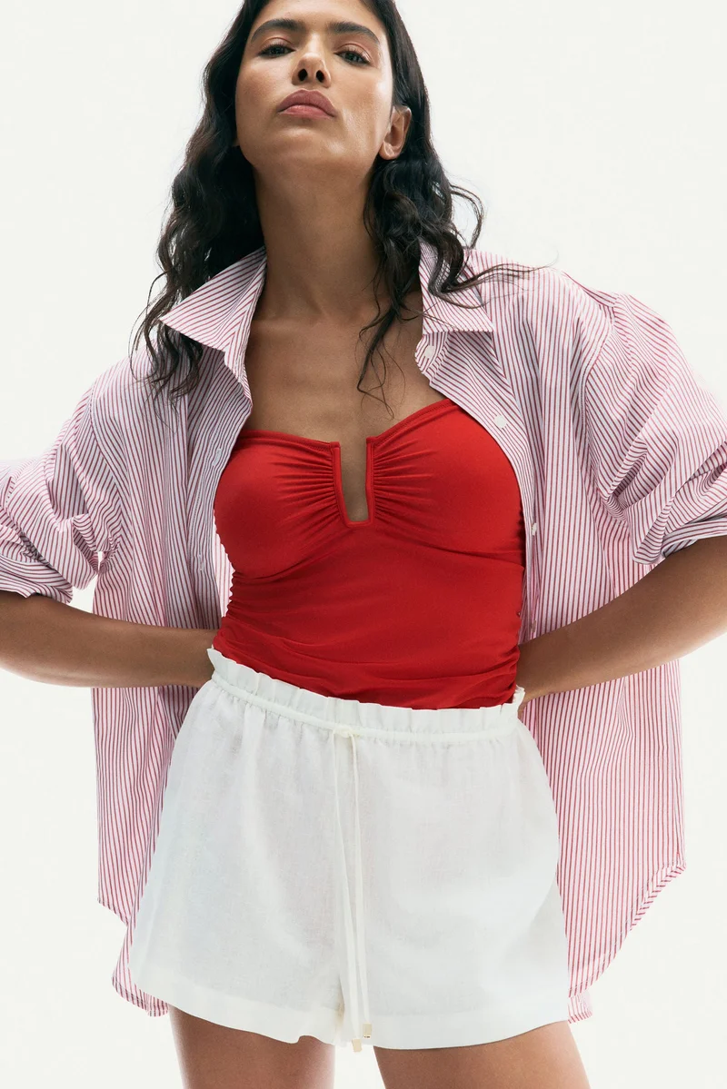 H&M Linen-blend drawstring shorts