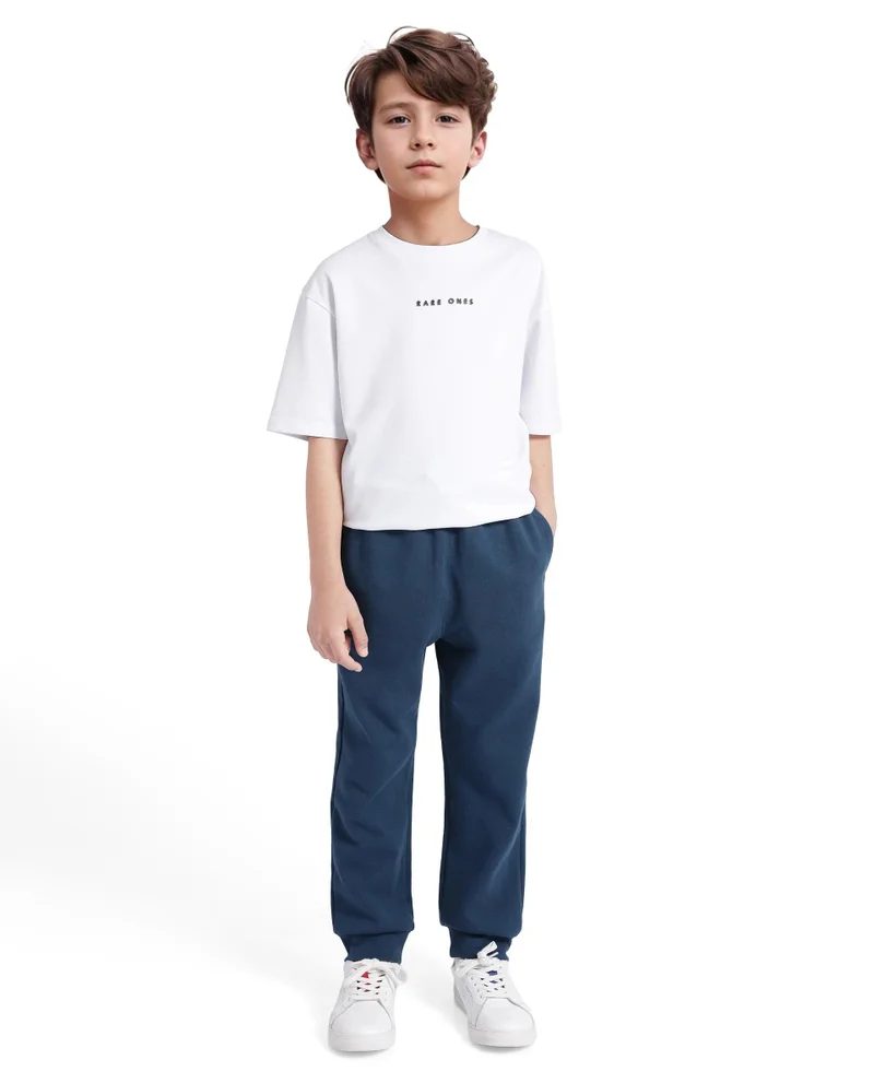 رير ونز Rare Ones Kids Sero Dark Teal Cotton Poly Drawstring Printed Trackpant