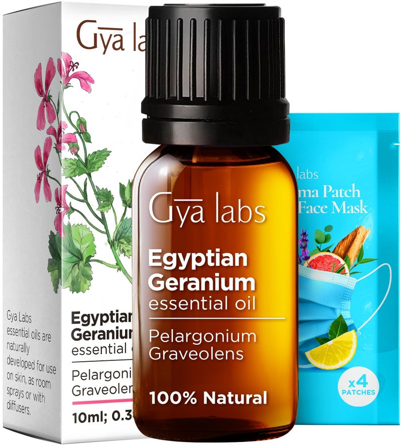 Gya Labs Egyptian Geranium Essential Oil - 0.34 Fl Oz - for Hair, Skin, Diffuser, Aromatherapy & DIY Candle Making Scent - Image 1