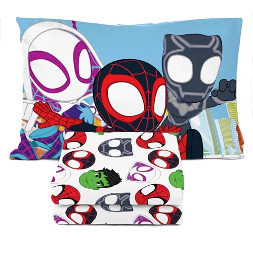 Sunny Side Up Spidey  His Amazing Friends Twin Sheet Set  3 Piece Kids Bedding Set Includes Pillow Cover  Super Soft Superhero Microfiber Sheets Features Miles Morales  Ghost Spider