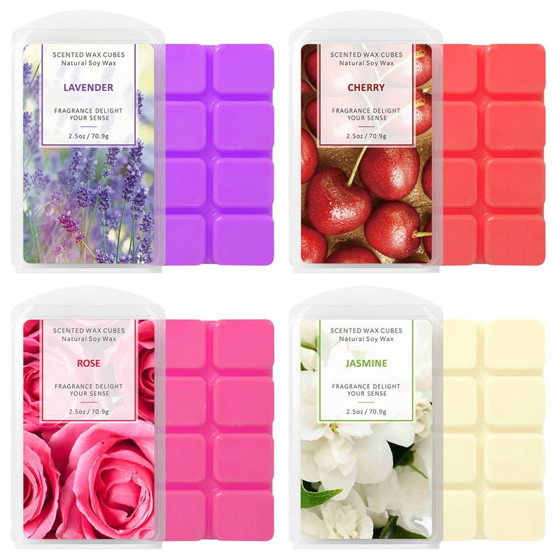 Strn Wax Melts Soy Wax Cubes 4 Pack Scented Wax Melts Warmer  Scented Wax Cubes For Warmers Soy Wax Cubes Candle Wax Melts  Rose  Lavender  Jasmine  Cherry (4 X 2.5Oz) - Image 1