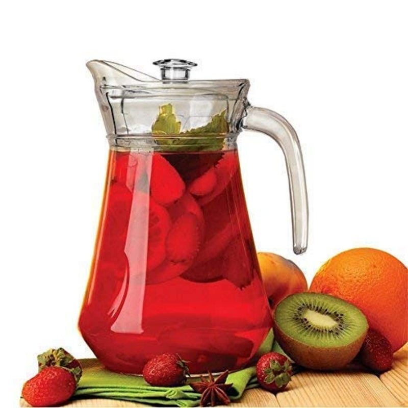ROSEFINCH Glass Jug with Lid Water Carafe Jug for Hot Cold Water Iced Tea and Juice Drink Water Carafe Juice Pitcher 1100 ml HotCold Beverages Pack of 1 Clear - Image 1