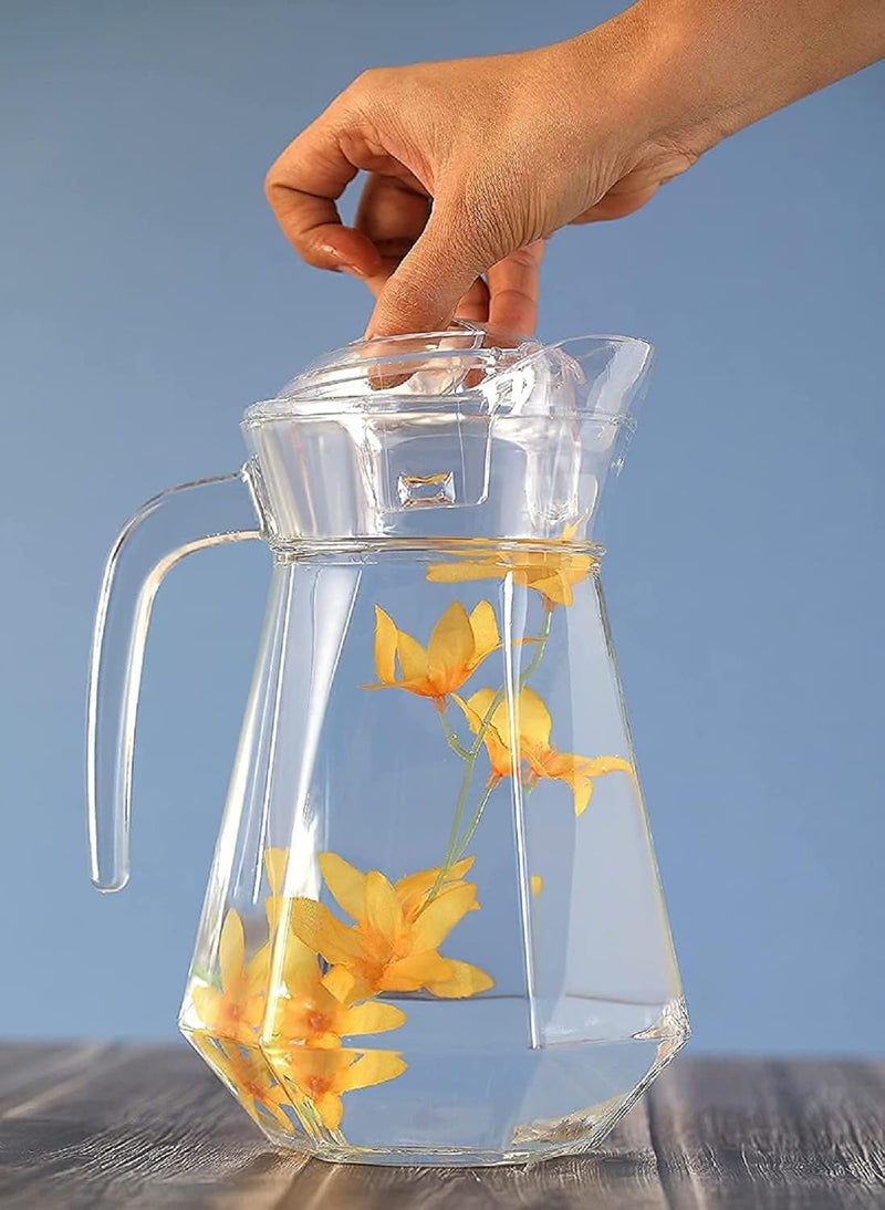 ROSEFINCH Glass Jug with Lid Water Carafe Jug for Hot Cold Water Iced Tea and Juice Drink Water Carafe Juice Pitcher 1100 ml HotCold Beverages Pack of 1 Clear - Image 2