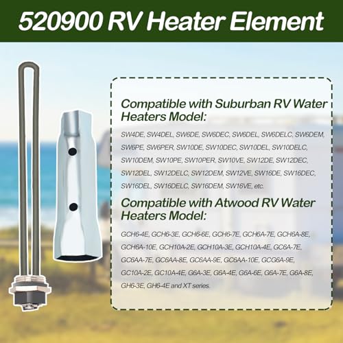 RO6G 520900 RV Water Heater Element Replacement Suburban SW10DE SW6DE SW12DE Suburban RV Water Heaters Element 120V 1440W with Dual Hex Wrench Socket - Image 3