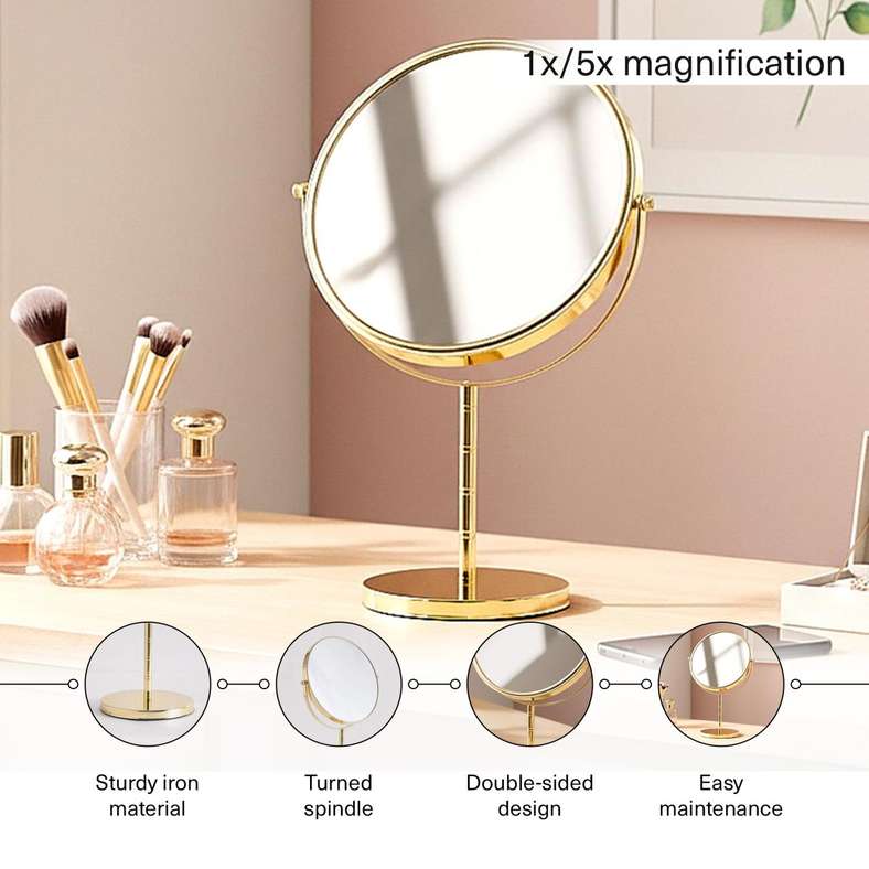 Pan Home Double Sided Vanity Mirror Gold - Image 4