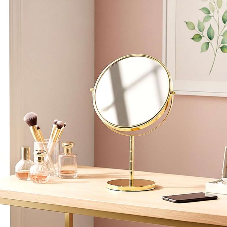 Pan Home Double Sided Vanity Mirror Gold - Image 1