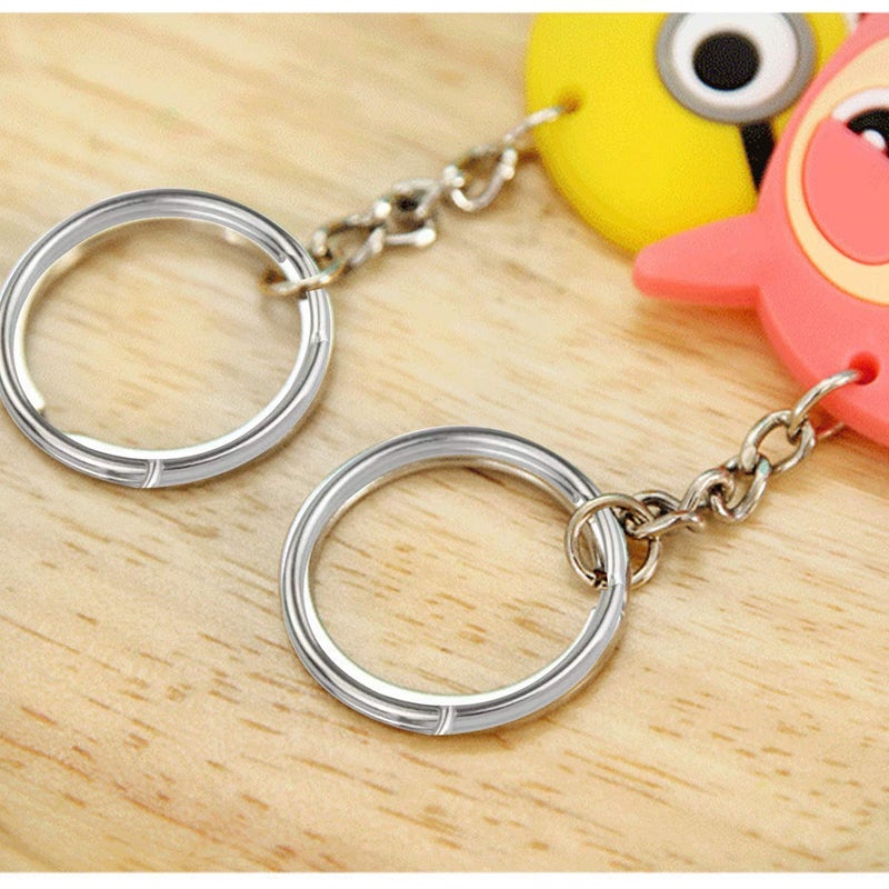 Asiatic Asiatic Silver Metal Loops Rings Keyring with Chain Open Jump Ring Connector Key Rings for Jewelry Findings Making Spring Rings Art and Craft DIY Making Handbag Keychain Pack of 20 Pcs  - Image 4