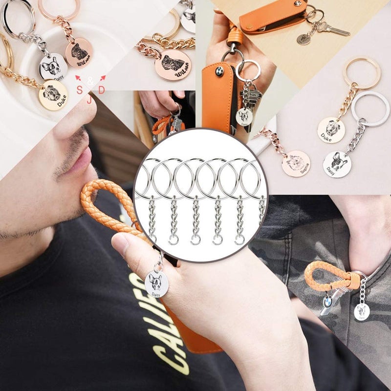Asiatic Asiatic Silver Metal Loops Rings Keyring with Chain Open Jump Ring Connector Key Rings for Jewelry Findings Making Spring Rings Art and Craft DIY Making Handbag Keychain Pack of 20 Pcs  - Image 3