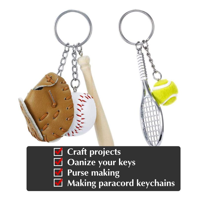 Asiatic Asiatic Silver Metal Loops Rings Keyring with Chain Open Jump Ring Connector Key Rings for Jewelry Findings Making Spring Rings Art and Craft DIY Making Handbag Keychain Pack of 20 Pcs  - Image 2