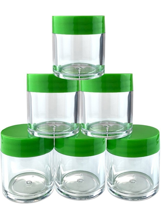 Beauticom 6 Piece 1 oz. USA Acrylic Round Clear Jars with Flat Top Lids for Creams, Lotions, Make Up, Cosmetics, Samples, Herbs, Ointments (6 Pieces Jars + Lids, GREEN) - Image 1
