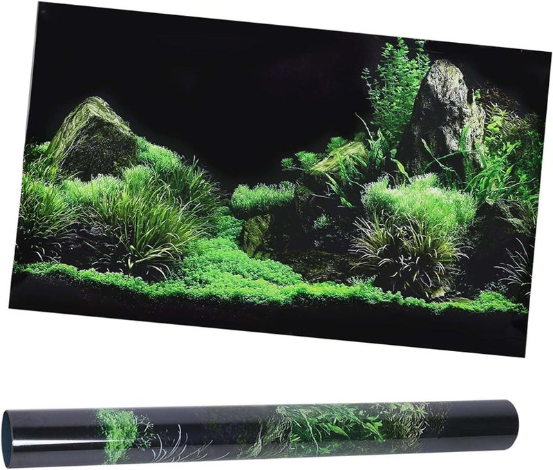 Aquarium Background Sticker Fish Water Grass Landscape PVC Adhesive 61x40cm - Image 1