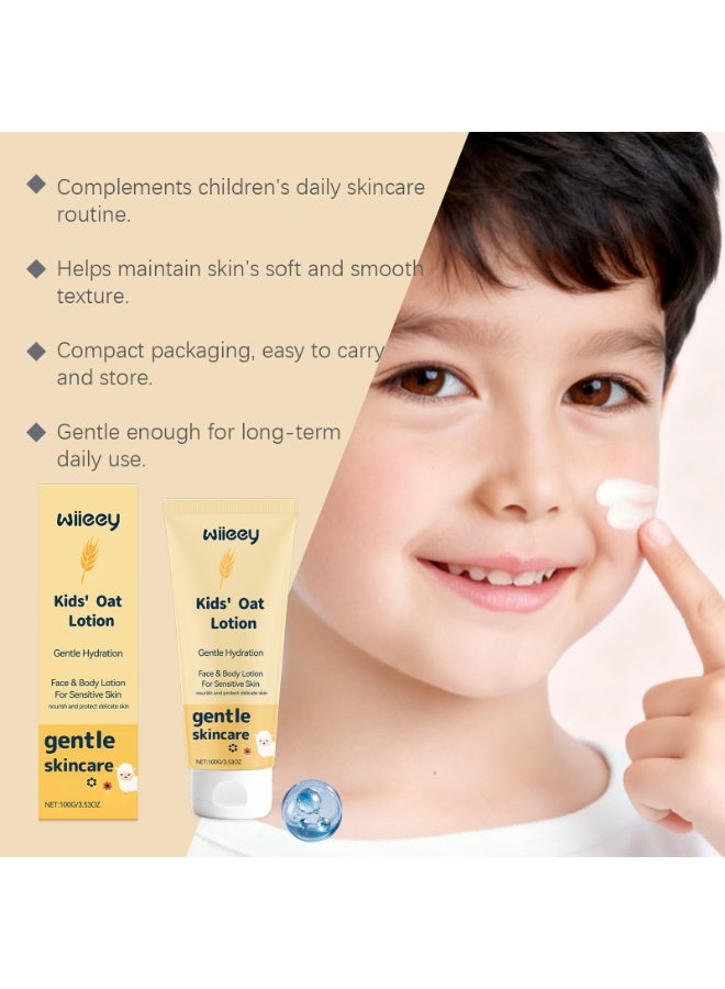 wiieey Kids Oat Face & Body Lotion, Gentle Long-Lasting Hydrating Moisturizer for Delicate Sensitive Children Skin, Fast-Absorb Non-Greasy Daily Skincare Cream 100g - Image 4