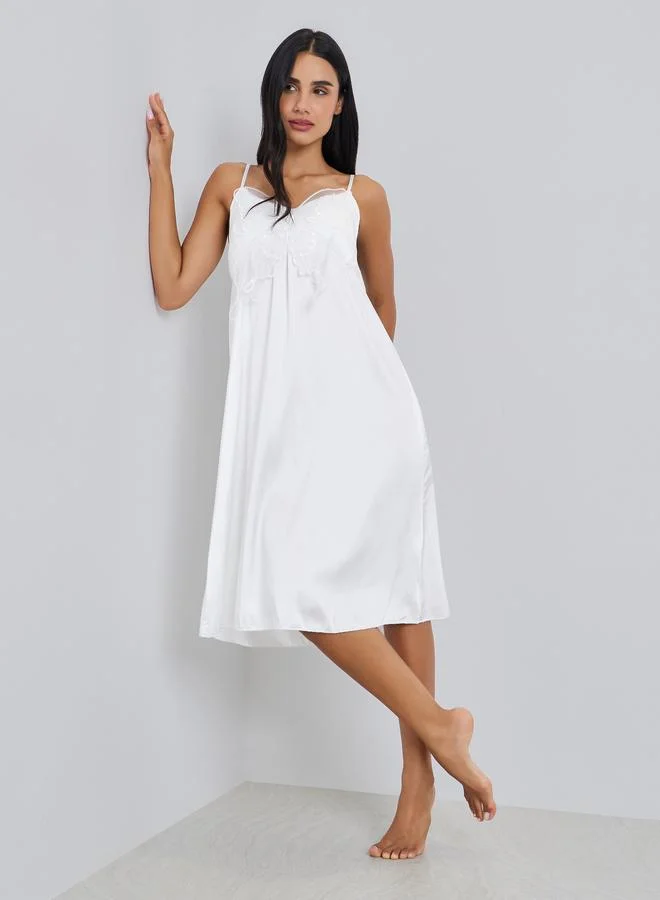 ستايلي Women White Lace Detail Strappy Slipdress