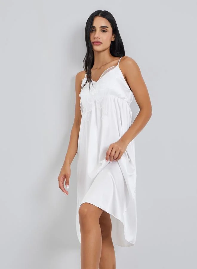 ستايلي Women White Lace Detail Strappy Slipdress
