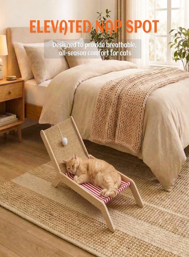 PETKARAY Cat Hammock with Coconut Palm Tree Scratching Post, Cozy Beach Chair Elevated Cat Beds, Original Lounger for Indoor Cats - Image 5