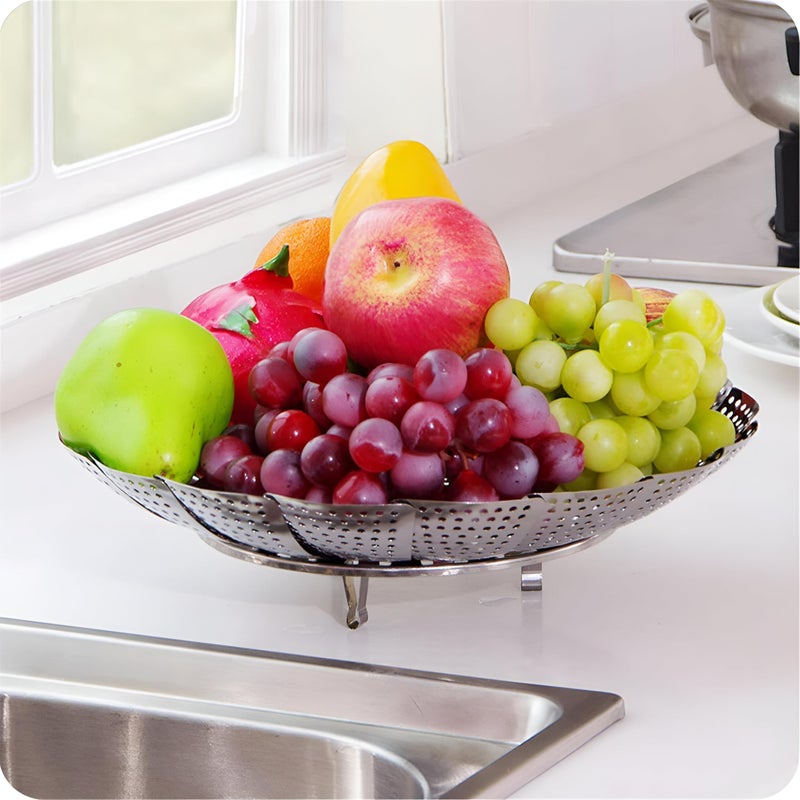 Heat-Resistant Steamer - Versatile Foldable Rack for Healthier Meals and Elegant Cooking Solutions, Available in Two Convenient Sizes (Silver., Plus size) - Image 2