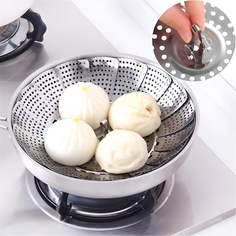 Heat-Resistant Steamer - Versatile Foldable Rack for Healthier Meals and Elegant Cooking Solutions, Available in Two Convenient Sizes (Silver., Plus size) - Image 3