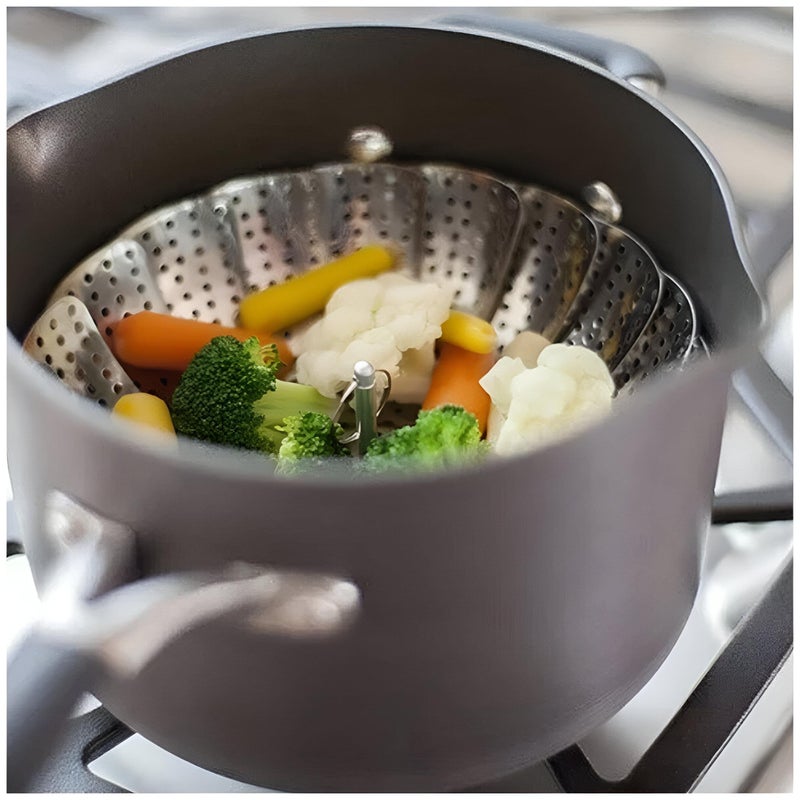 Heat-Resistant Steamer - Versatile Foldable Rack for Healthier Meals and Elegant Cooking Solutions, Available in Two Convenient Sizes (Silver., Plus size) - Image 1
