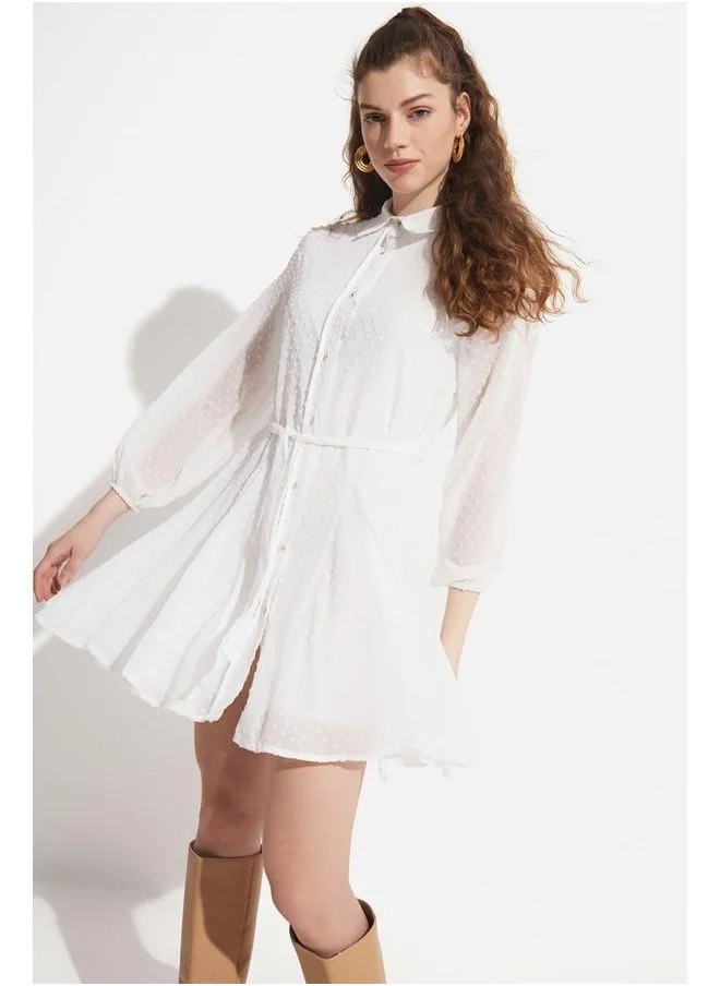 JUNE June Women Waist Opening Mini Lined Chiffon Woven Mini Dress White