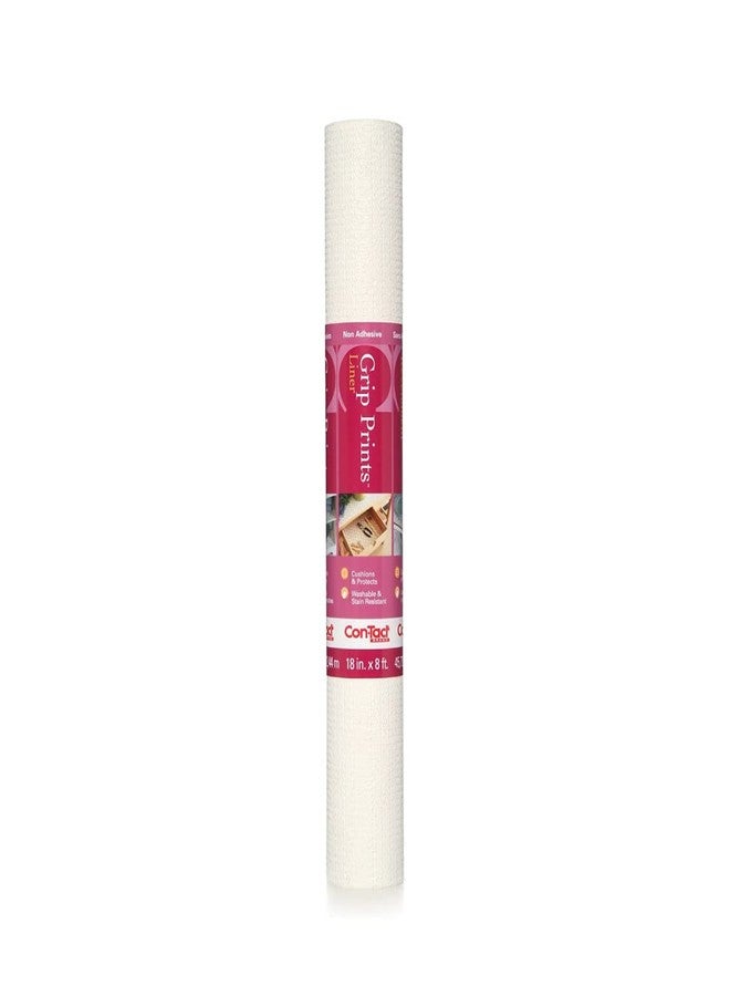 Con-Tact Brand Grip Prints Shelf Liner, Durable and Non-Adhesive Liners, Non-Slip Drawer and Cabinet Liner, 18" x 8', White, Pack of 1 Roll - Image 1