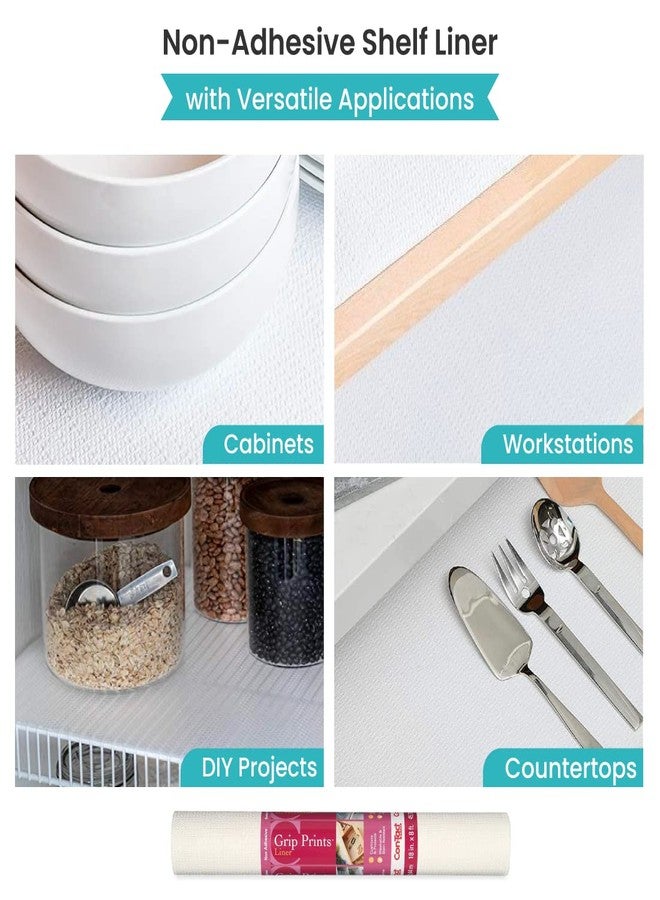 Con-Tact Brand Grip Prints Shelf Liner, Durable and Non-Adhesive Liners, Non-Slip Drawer and Cabinet Liner, 18" x 8', White, Pack of 1 Roll - Image 4