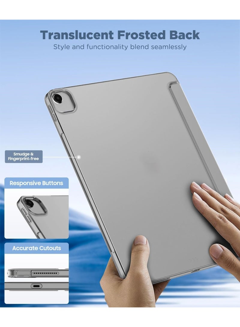 جراب حماية لجهاز ايباد اير 13 بوصة M2 2024 واقي رفيع مع حامل قلم ظهر شفاف خاصية النوم/الاستيقاظ التلقائي البولي يوريثين الحراري - رمادي - Image 3