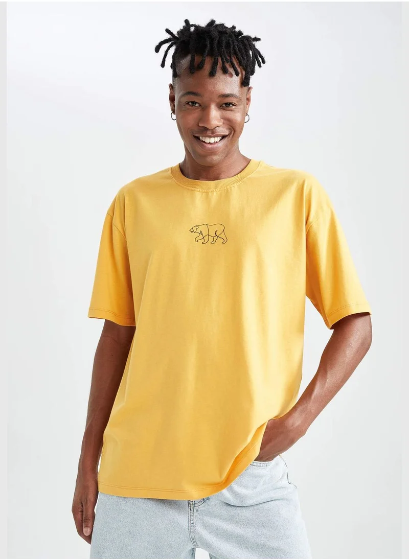 ديفاكتو Boxy Fit Short Sleeve Minimal Print T-Shirt