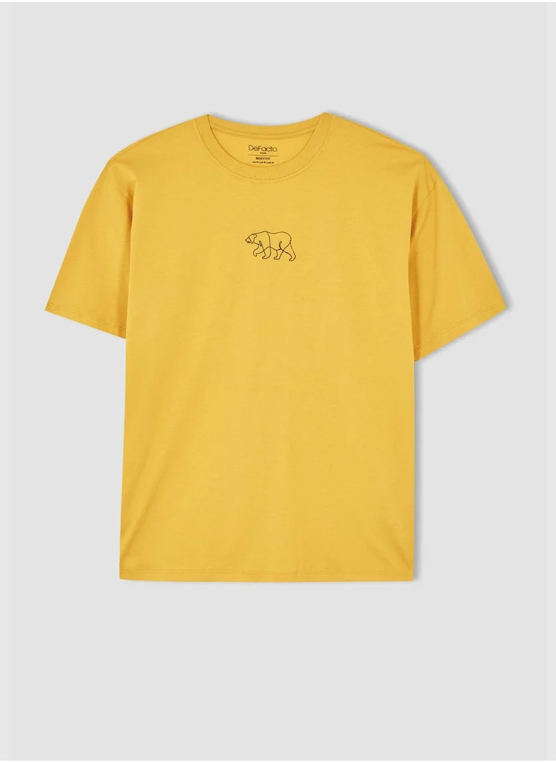ديفاكتو Boxy Fit Short Sleeve Minimal Print T-Shirt