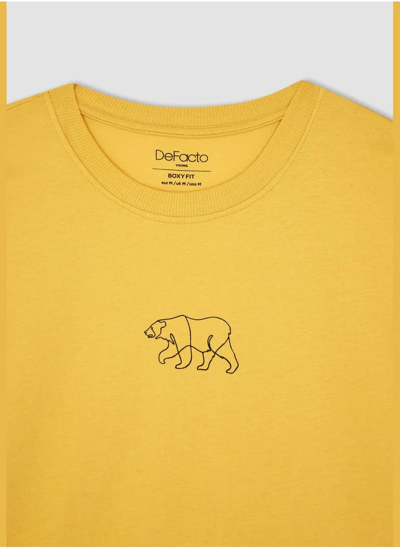 ديفاكتو Boxy Fit Short Sleeve Minimal Print T-Shirt
