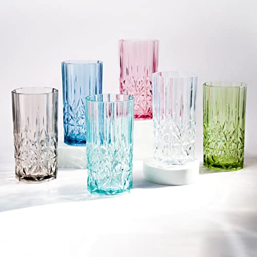 BELLAFORTE Shatterproof Tritan Tall Tumbler, Set of 4, 18oz - Myrtle Beach Drinking Glasses - Unbreakable Plastic Drinking Glasses for Gifting, Parties, New Year - BPA Free - Dishwasher Safe - Blue - Image 2