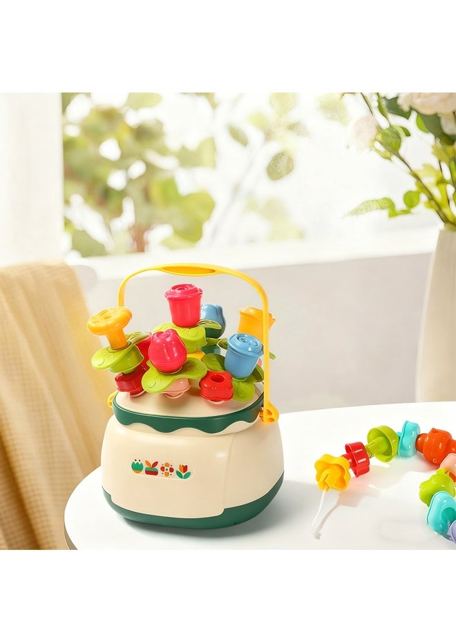 Floral Bead Mushroom Flower Nail Toys for 3-7 Year Old - Educational Toys Birthday Gifts for Toddler, Educational Kit  Shape Sorting Toys Stacking Pretend Play Set - Image 1