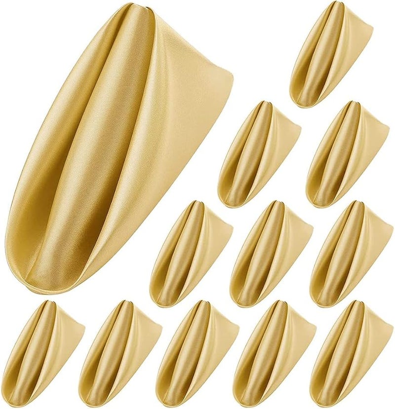 ذهبي 12 قطعة 50 سم مناديل قماشية مربعة لحفلات الزفاف وأعياد الميلاد والفنادق والمنزل - Image 2