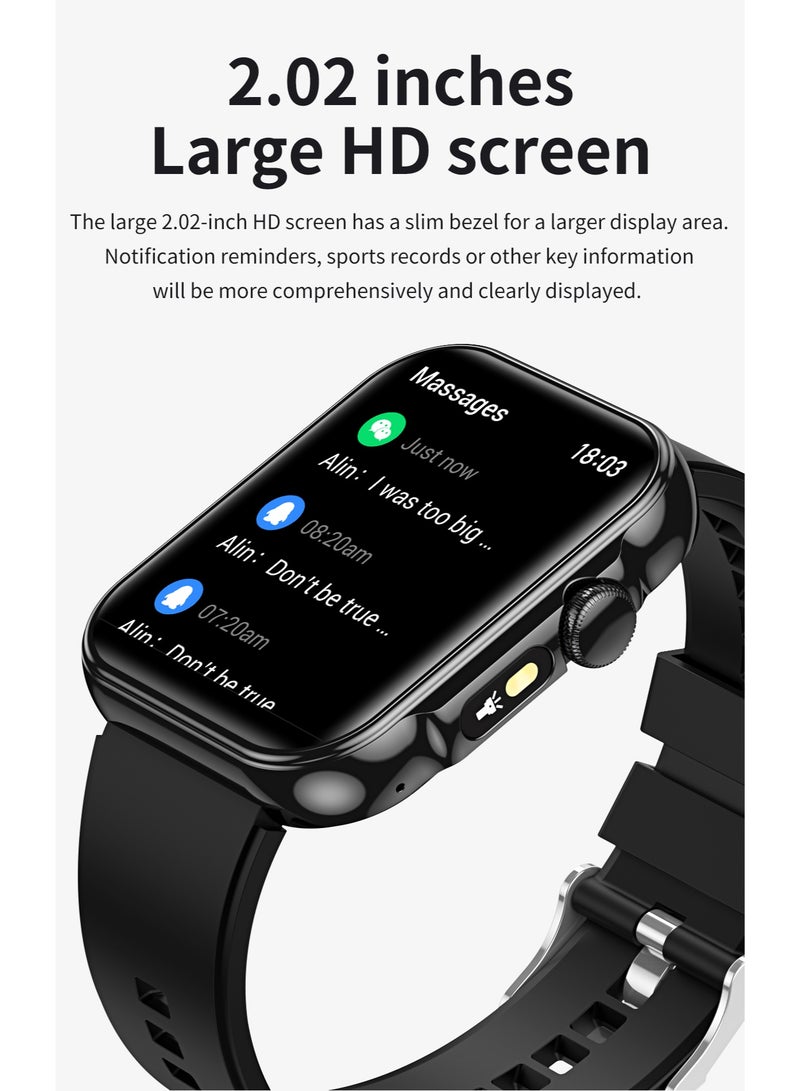 Trytoo Unisex Smart Watch with Bluetooth Calling, 2.02” HD Large Screen, Health Monitoring, Sports Modes, Waterproof Smartwatch - Image 5