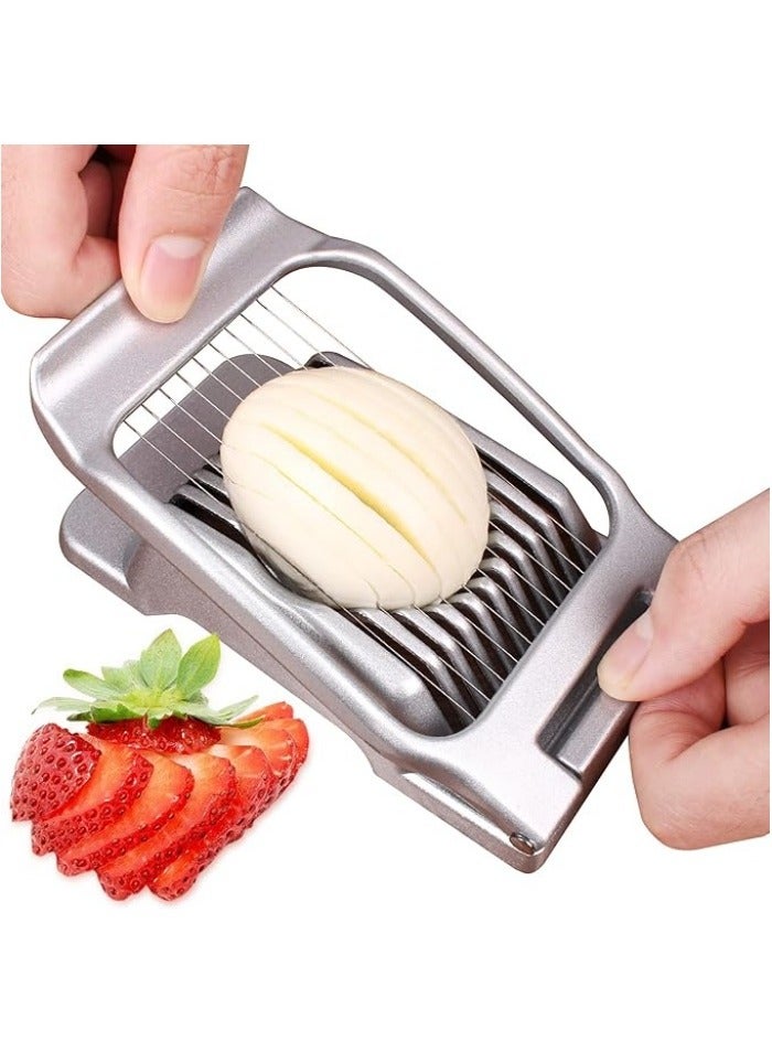 Egg Slicer for Hard Boiled Eggs Egg Cutter Strawberry Slicer Heavy Duty Aluminium Tomato Slicer Stainless Steel Wire Multipurpose Egg Slicer Dicer for Soft Fruit Mushroom Home Use - Image 1