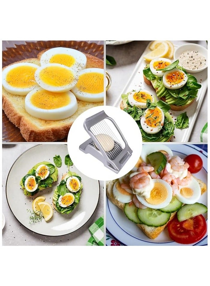 Egg Slicer for Hard Boiled Eggs Egg Cutter Strawberry Slicer Heavy Duty Aluminium Tomato Slicer Stainless Steel Wire Multipurpose Egg Slicer Dicer for Soft Fruit Mushroom Home Use - Image 2