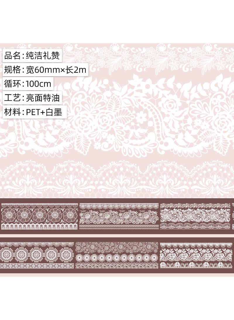 Generic - Vintage Style Luxe Floral Washi Tape Pure praise. Glossy pet. Special oil 2m - Image 1