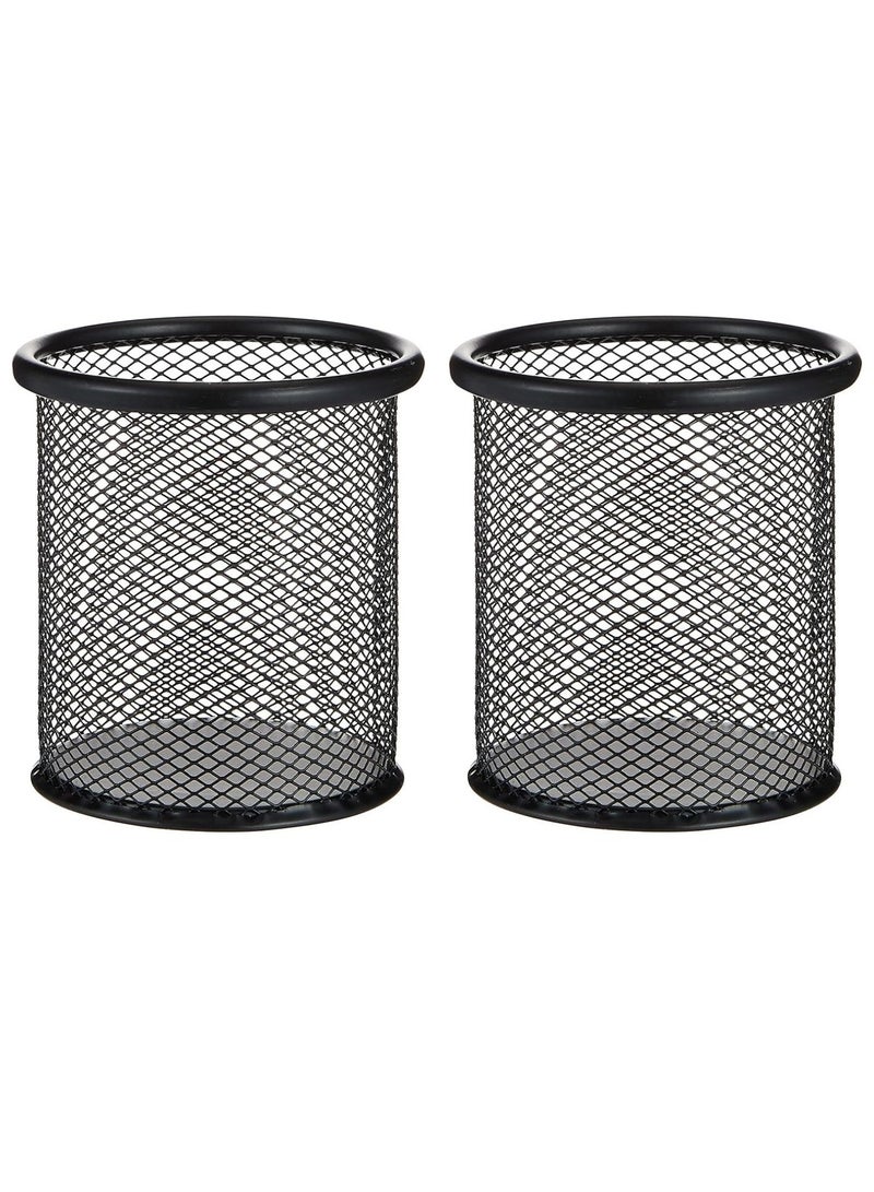 Generic 2-Piece Circular Mesh Pen Holder Black  - Image 1