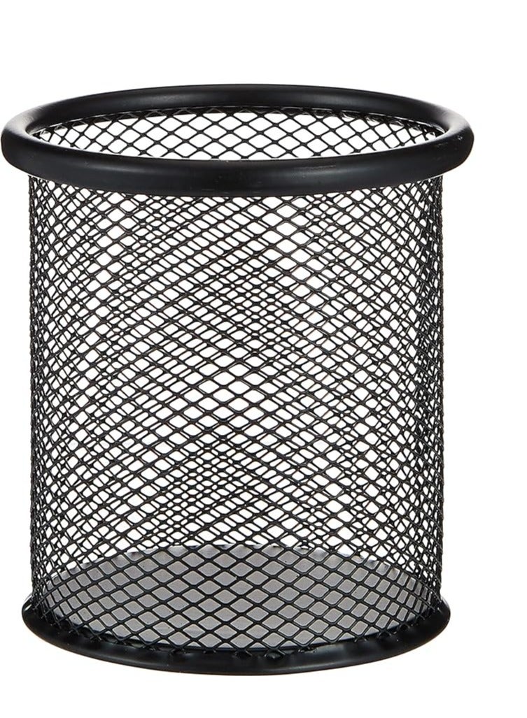 Generic 2-Piece Circular Mesh Pen Holder Black  - Image 2