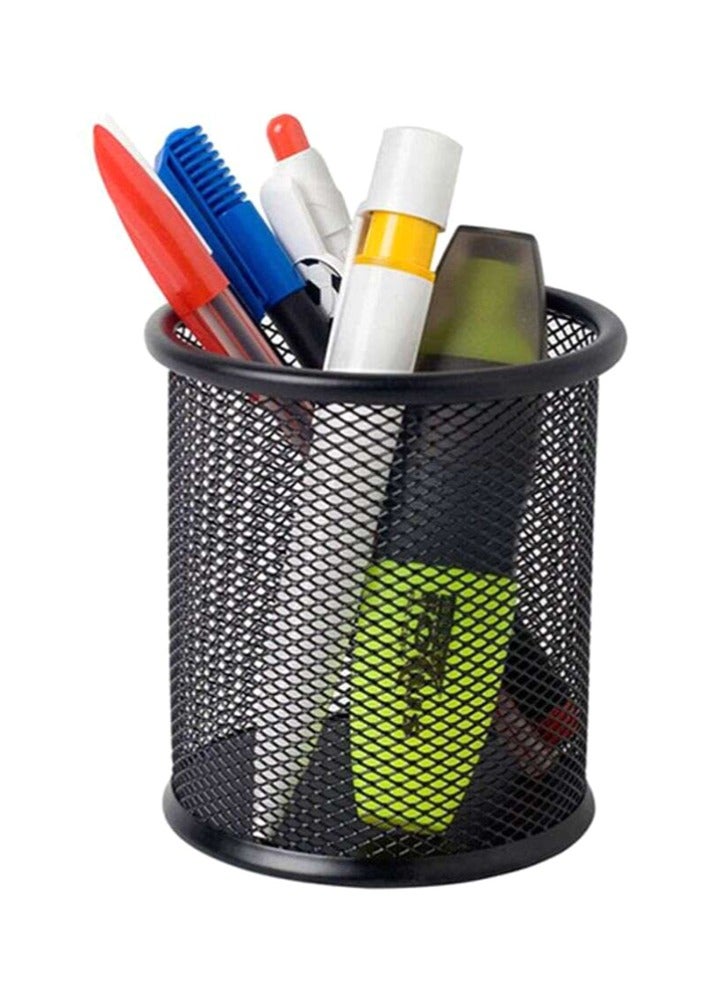 Generic 2-Piece Circular Mesh Pen Holder Black  - Image 3