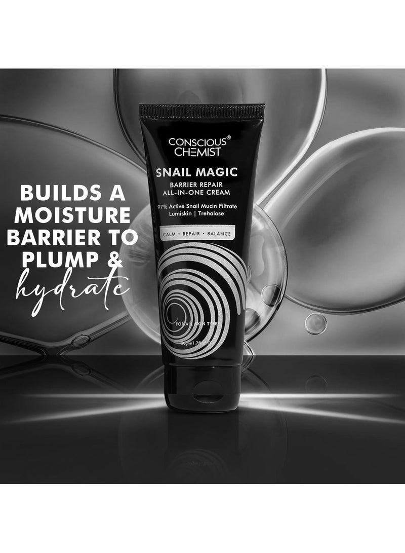 CONSCIOUS CHEMIST Snail Mucin Hydrating All-in-One Moisturizer for Face | 50g | Skin Barrier Repair, Hyaluronic water Gel with Korean Snail Mucin Extract - Image 2