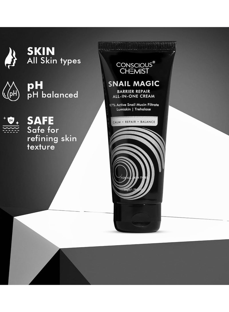CONSCIOUS CHEMIST Snail Mucin Hydrating All-in-One Moisturizer for Face | 50g | Skin Barrier Repair, Hyaluronic water Gel with Korean Snail Mucin Extract - Image 5