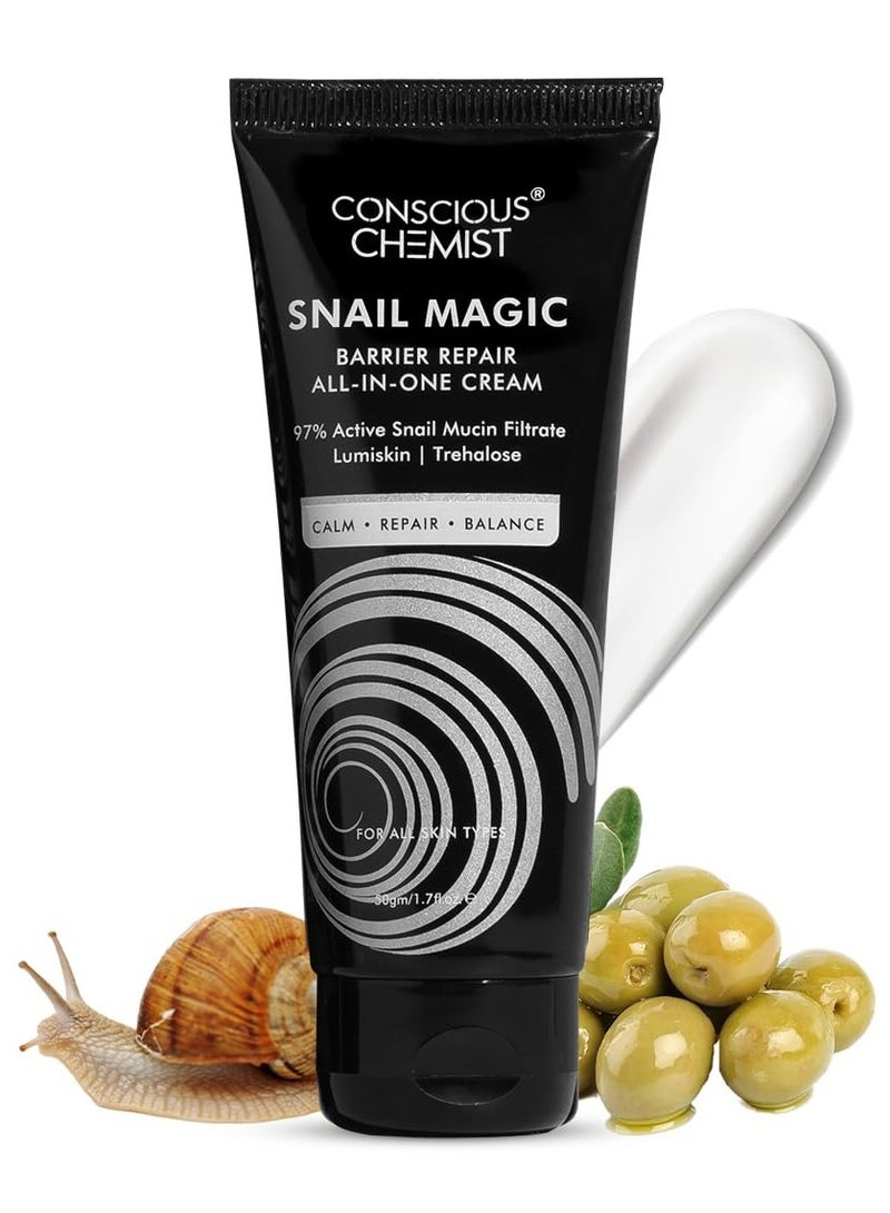 CONSCIOUS CHEMIST Snail Mucin Hydrating All-in-One Moisturizer for Face | 50g | Skin Barrier Repair, Hyaluronic water Gel with Korean Snail Mucin Extract - Image 1